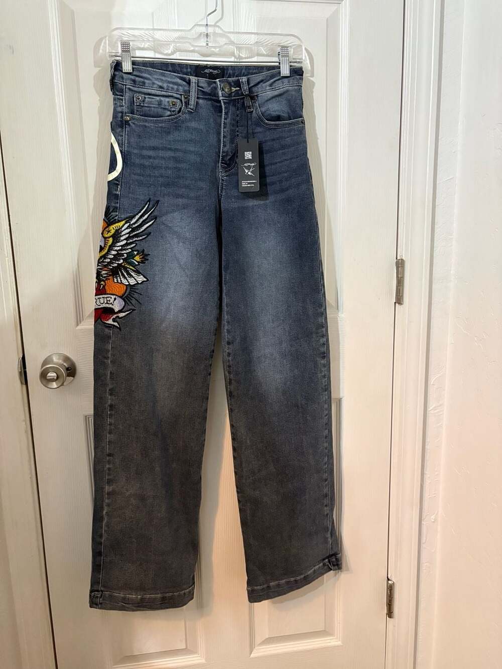 Ed Hardy Brave Eagle Wide Leg Jean Size 24 Med Vtg